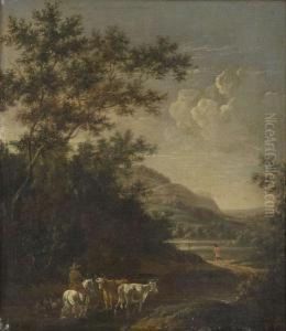 Paesaggio Con Viandante A Cavallo E Armenti by Jan Asselyn