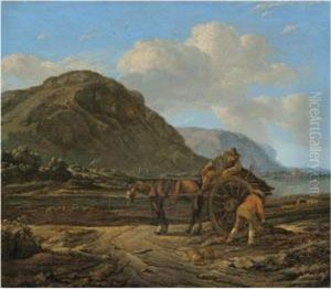 A Landscape With A Horse And
Cart And Two Farmers In The Foreground With Kelp Gatherers On The Shore
Beyond by Jan Asselyn