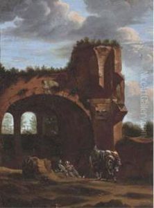 An Italianate Landscape With Travellers by Jan Asselyn