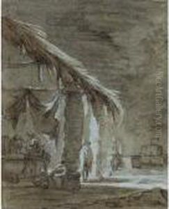 Figures In An Outdoor Tavern And Another Near A Well Figures In An Outdoor Tavern And Another Near A Well