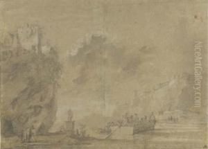 An Italianate Landscape With A Ferry Crossing An Italianate Landscape With A Ferry Crossing