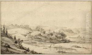 View Of The Tiber Valley, With The Ponte Molle In The Distance by Jan Asselyn