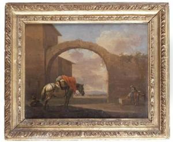 A Packhorse In A Courtyard - view 1