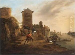 An Italianate Landscape With Horseriders Entering The An Italianate Landscape With Horseriders Entering The
