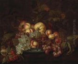 A Still Life With Grapes,
Peaches And Other Fruit In A Porcelain Dish On A Partially-draped Table A Still Life With Grapes,
Peaches And Other Fruit In A Porcelain Dish On A Partially-draped Table