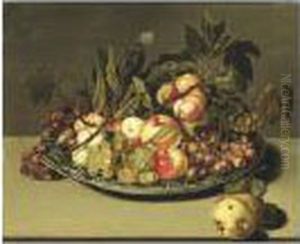 Fruits Dans Une Coupe De Porcelaine Wang-li Sur Un Entablement by Bartholomeus Assteyn