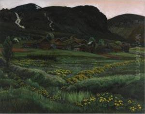 Soleinatt, Jolster (white Night, Buttercups At Jolster) by Nikolai Astrup