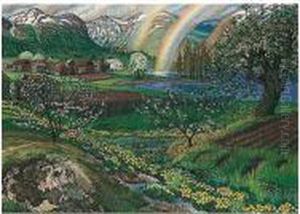 Soleier Og Regnbue (buttercups And Rainbow) by Nikolai Astrup