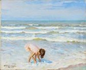 Petite Fille Dans Les Vagues, Saint-gilles (vendee)