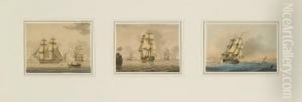 Merchant Brigs And Other Craft Offshore; Afrigate Offshore In Light Airs - view 1