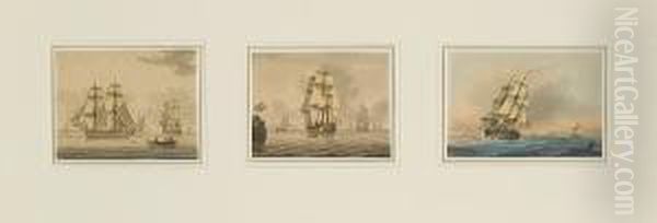 Merchant Brigs And Other Craft Offshore; A Frigate Offshore In Light Airs - view 1