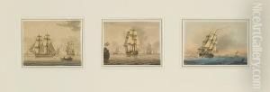 Merchant Brigs And Other Craft Offshore; A Frigate Offshore In Light Airs