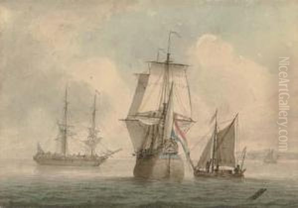 Shipping Becalmed Off The Coast - view 1