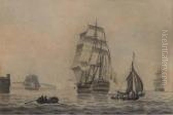 An English Man-o'war Leaving Port - view 1
