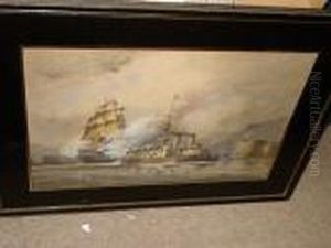 H.m.s. Trafalgar Leaving Portsmouth Harbour by William Edward Atkins