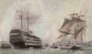 H.m.s. Victory Lying On Her Permanent Mooring In Portsmouth Harbour
