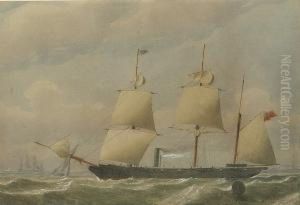 An 8/12-gun Sloop Of The Royal Navy Heaving-to For An Approaching Cutter by William Edward Atkins