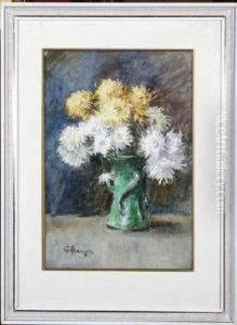 Flowers Arranged In A Green Vase