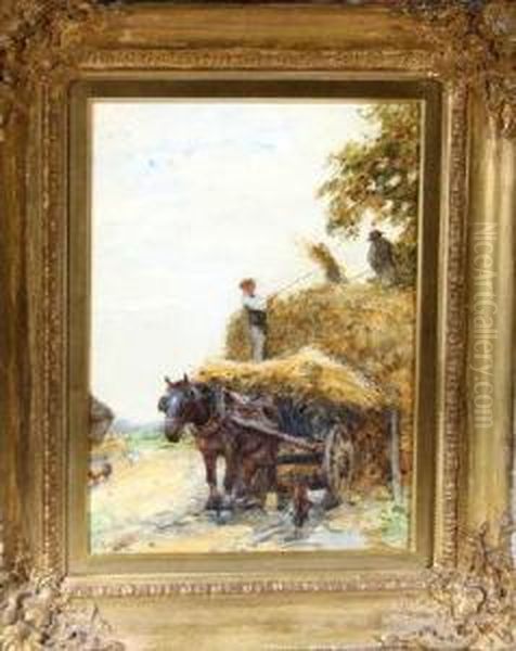 Workers Unloading A Hay Cart - view 1
