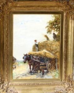 Workers Unloading A Hay Cart by John Atkinson