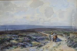Horse And Cart On A Moorland Track, Probably The North Yorkshire Moors