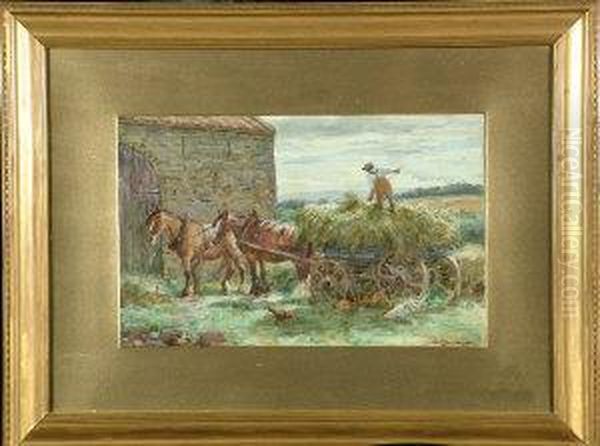 A Farm Scene With A Hay Cart - view 1