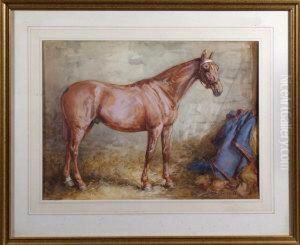 "rufus" - A Portrait Of An Ex Army Charger by John Atkinson