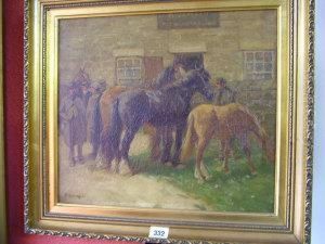 Horse Traders In The Yard Of A Yorkshire Inn by John Atkinson