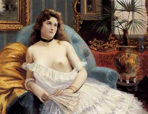 A Lady Holding A Fan by Jean Beauduin