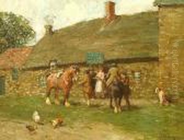 Figures Before A Country Inn - view 1