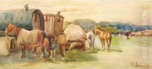 Gypsy Caravans And Horses by John Atkinson