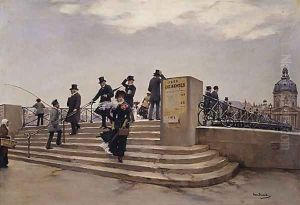 A Windy Day on the Pont des Arts by Jean Beauduin