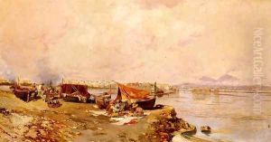 Fishermen's Tasks In The Bay Of Naples by Carlo Brancaccio