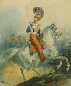 Il Dragone Marchese De Capelle A Cavallo by Charles Aubry