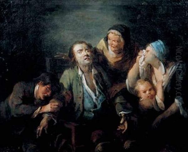 La Famille Autour Du Patriarche
Papier Maroufle Sur Toile, Portant Au Dos Une Inscription A La Plume : "cabinet De M. - view 1