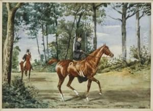 Couple De Cavalier En Foret by Jonny Audy