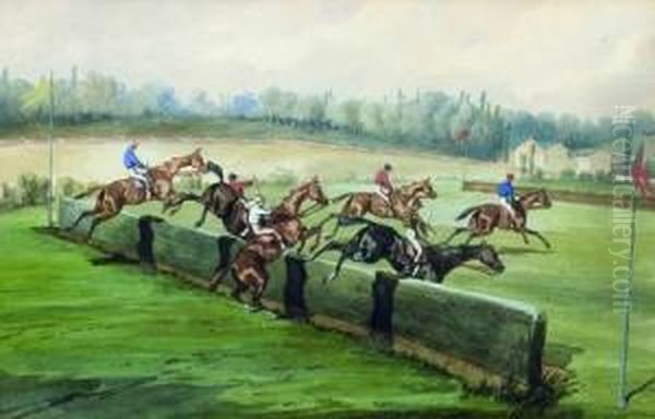 Grand Steeple Chase Couru A La Marche Le 20 Mai 1852 : Le Depart Et L'arrivee - view 1