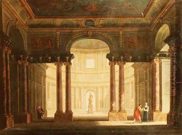Elegant Figures in a Palladian Interior - view 1