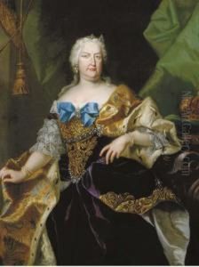 Portrait Of Maria Theresa, Empress Of Austria And Queen Of Bohemiaand Hungary by Johann-Gottfried Auerbach