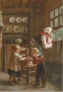 A Basket Of Cherries by Joseph-Athanase Aufray