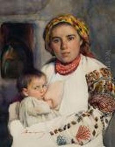 Ukrainka Karmiaca Dziecko by Aleksander Augustynowicz