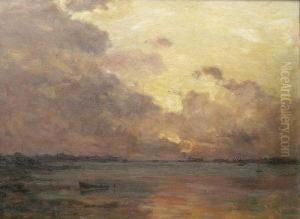 An Estuary Scene At Sunset by James Aumonier
