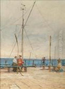 By The Secondtower,old Chain Pier, Brighton by James Aumonier
