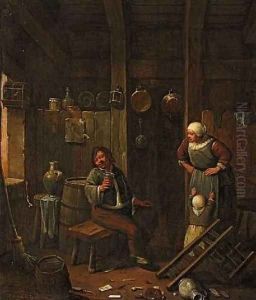 Biertrinker in unordentlicher Stube 1664 by Cornelis (Pietersz.) Bega