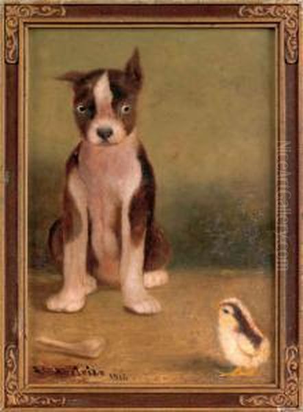 A Dog And Chick Watchful Waiting - view 1
