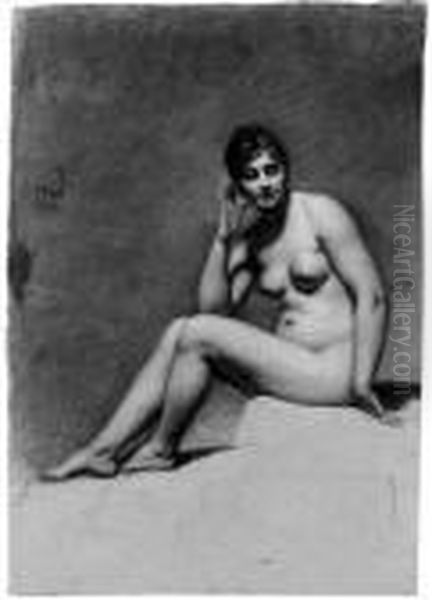 A Seated Female Nude, Her Head Turned To The Right, And Acaricature Study Of Her Head - view 1