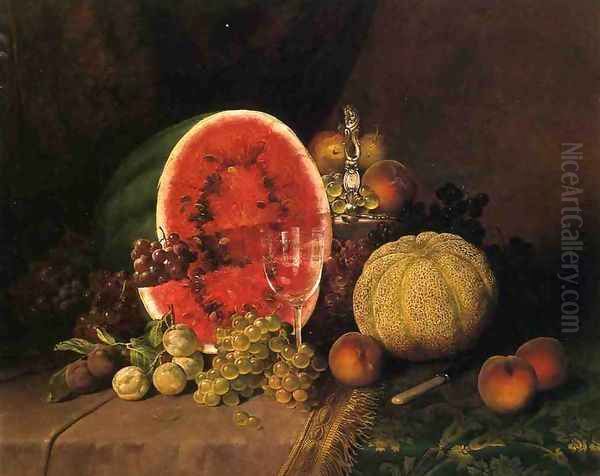 Still Life with Watermelon, Grapes, Peaches, Plums and Cantaloupe - view 1