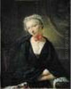 Portrait De Femme En Domino Noir by Jacques-Andre-Joseph Aved