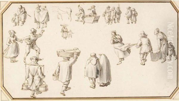 A Sheet Of Studies Of Figures On The Ice - view 1