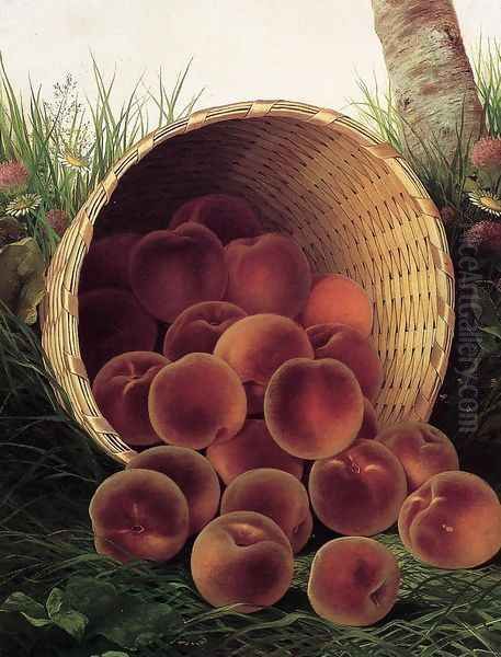 Peaches in an Upturned Basket - view 1